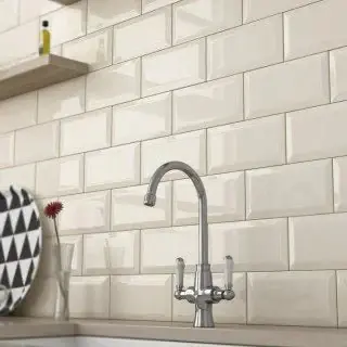 Wandtegel Kerabo Metro Beige Créme Glossy Glans 10x20 Beste Prijs