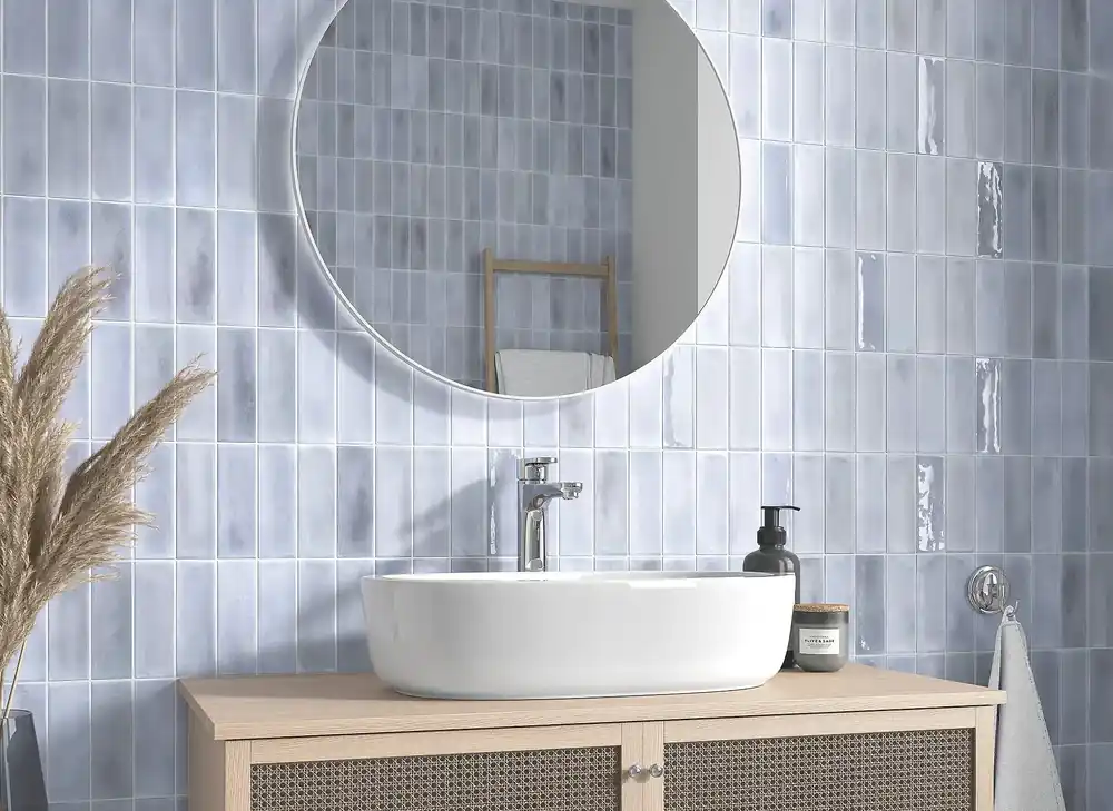 Wandtegel Arcadia Sartoria Blue Blauw Glans 6,5x26 Alleen Vandaag