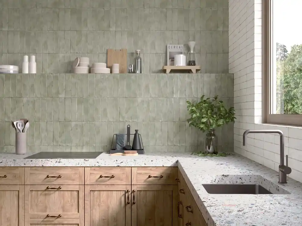 Speciale Aanbieding Wandtegel Arcadia Sartoria Green Groen Glans 6,5x26