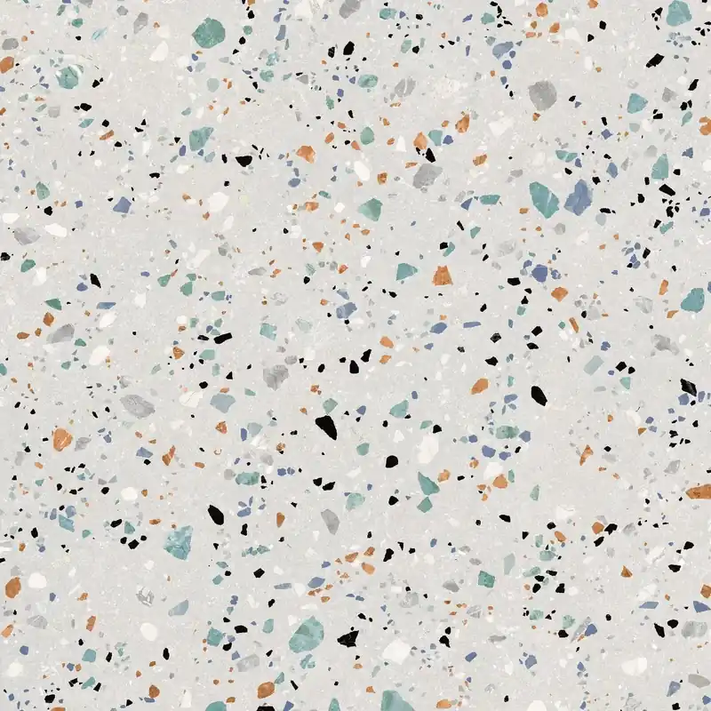 Premium Vloertegel/Wandtegel Terre Gobi Terrazzo Kleur Bianco Mat 60x60