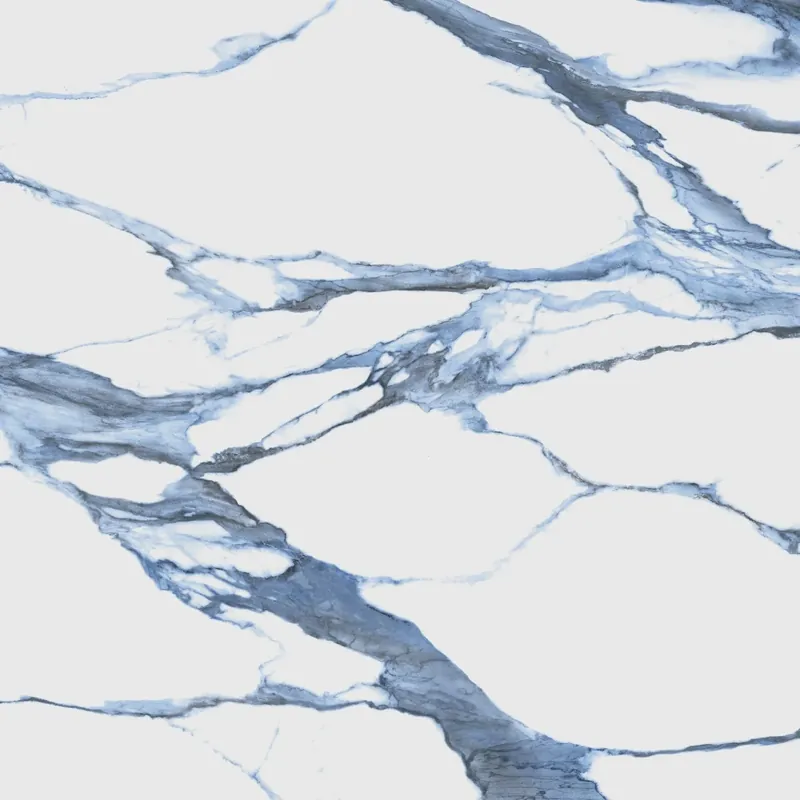 Voordeelprijs Vloertegel/Wandtegel Douglas Calacatta Blue Blauw Wit Glans Marmerlook 90x90