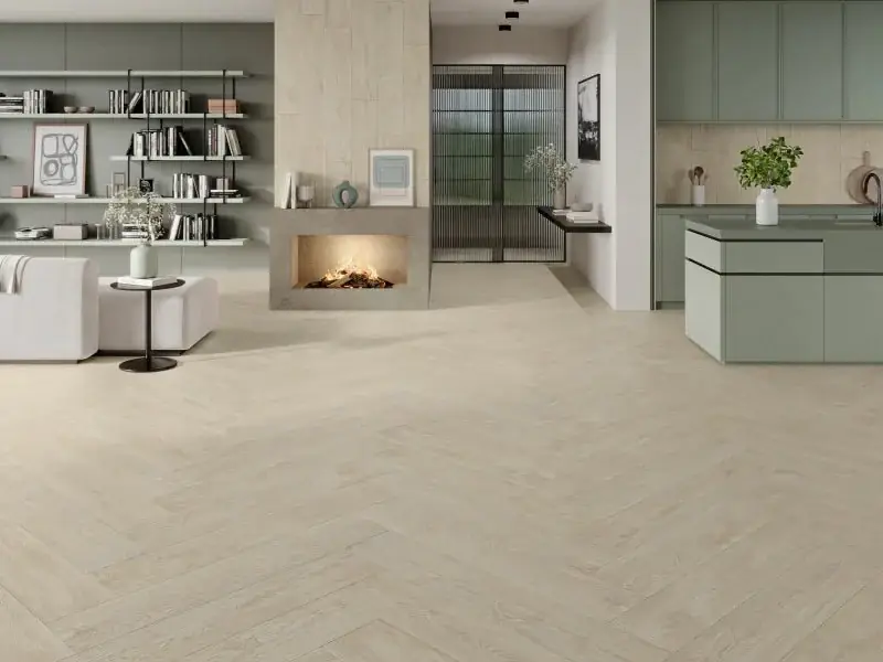 Vloertegel Huismerk Tegels Tiare Bianco Creme Mat Houtlook 23x120 Laatste Kans
