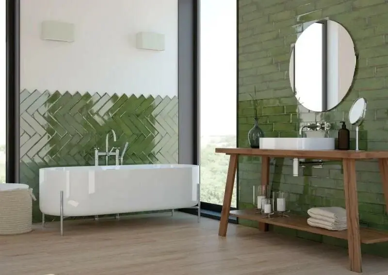 Weekendaanbieding Wandtegel Equipe Cerámica Alchimia Olive Groen Glans 7,5x30