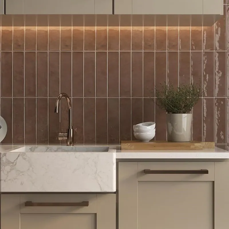 Voordeelprijs Wandtegel Villeroy Ele Terra Bruin Glans 7,5x30