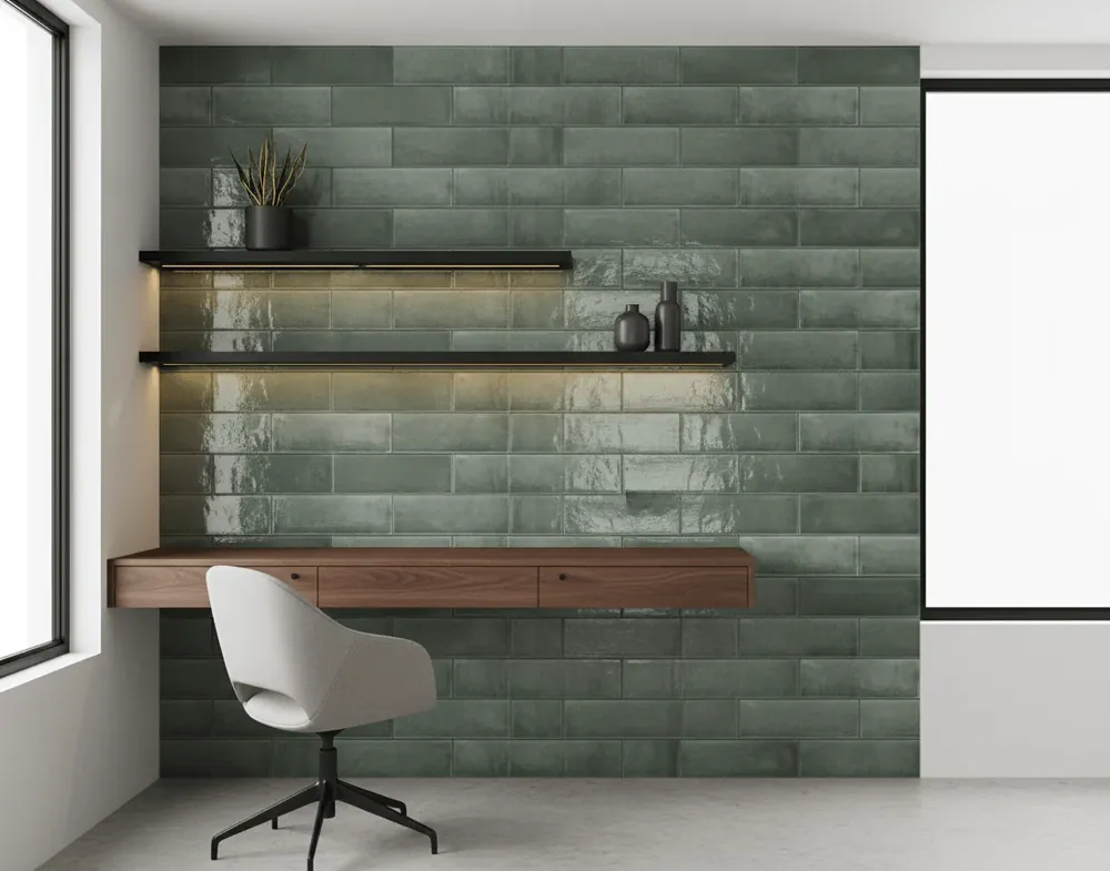 Wandtegel Ragno Feelze Olive Groen Glans 7x28 Betaalbaar