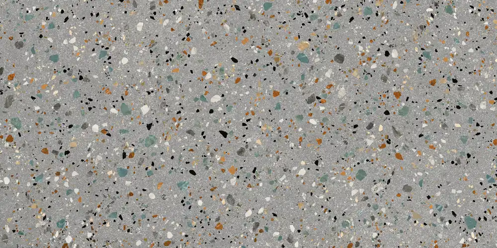 Op = Op Vloertegel/Wandtegel Arcana Go Terrazzo Kleur Grigio Grijs 60x120
