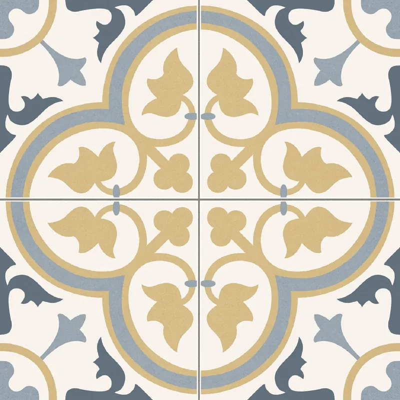 Vloertegel/Wandtegel Terre Agostino Dover Decor Beige Blauw Portugees 45x45 Finale Uitverkoop