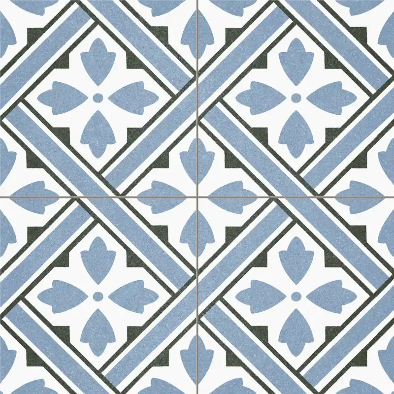 Vloertegel/Wandtegel Terre Agostino Howard Decor Blauw Wit Portugees 45x45 Koop Online