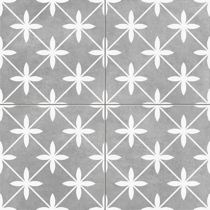 Vloertegel/Wandtegel Terre Agostino Star Decor Grijs Wit Portugees 45x45 Lage Kosten