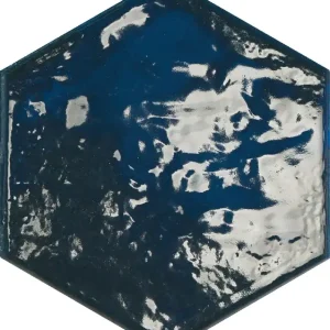 Vloertegel/Wandtegel Equipe Rain Hexagon Donker Blauw Glans 19,8x22,8 Flitsaanbieding