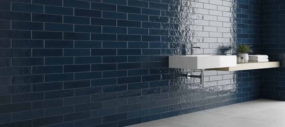 Beperkte Voorraad Wandtegel Equipe Rain Donker Blauw Glans 7,5x30