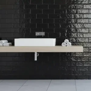Wandtegel Equipe Rain Zwart Glans 7,5x30 Nieuw