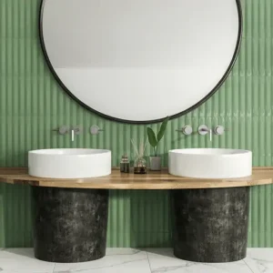 Wandtegel WoW Ovaal Bol 3D Relieve Decor Forest Groen Glans 5x30 Favoriet