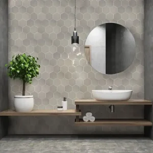 Wandtegel Navale Prime Gris Grijs Hexagon Klein Glans 10,8x12,4 Direct Beschikbaar