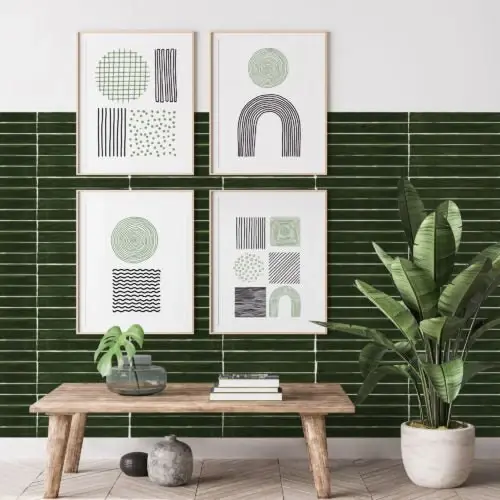 Gereduceerde Prijs Wandtegel Equipe Trendy Langwerpig Handvorm Urano Groen Glans 5x50