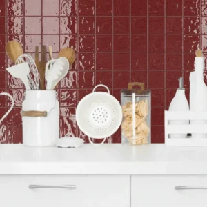 Wandtegel Ragno Elements Licht Relieve Ruby Rood Glans 10x10 Hoge Kwaliteit