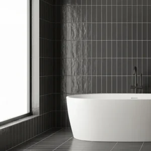 Weekendaanbieding Vloertegel/Wandtegel Valence Hamptons Handvorm Zwart Mat 5x25