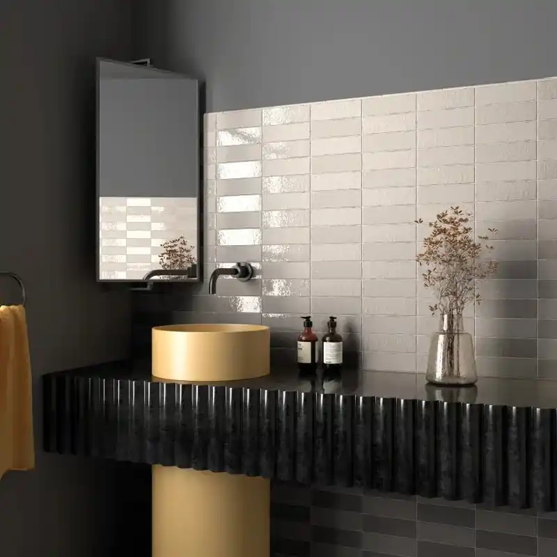 Wandtegel Equipe Ceramica Kalma Morchella Taupe Glans 6x18,6 Meest Verkocht