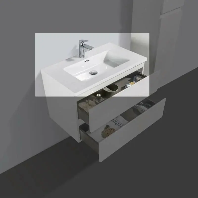 Sanitair Boch Mineraalmarmer Wastafel Wit 80 cm Met Kraangat Fabrieksprijs