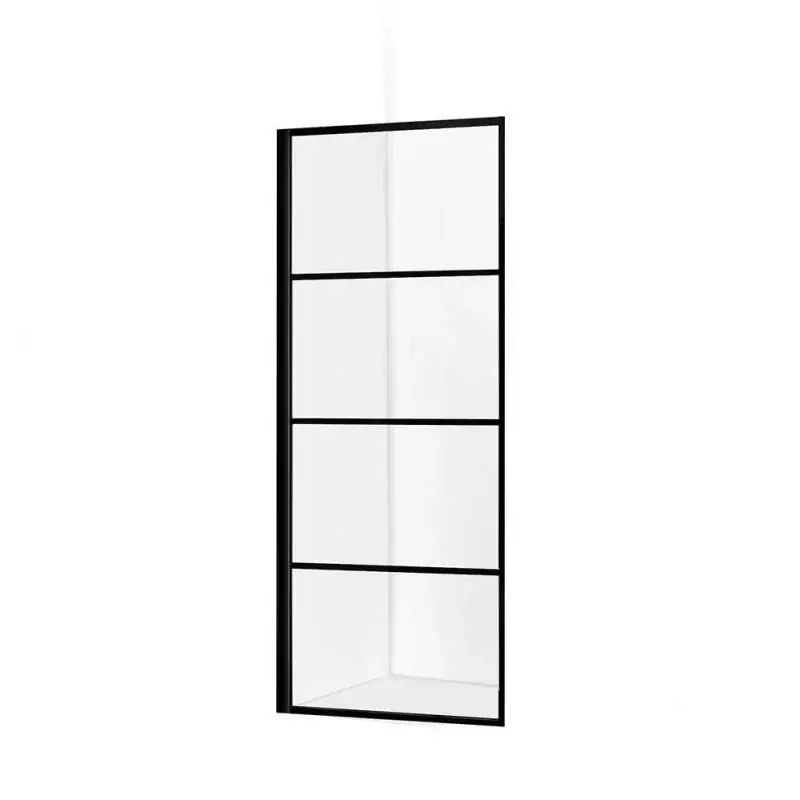 Lage Kosten Sanitair Saniclear Douchewand Helder Glas 120x200cm Mat Zwart Raster