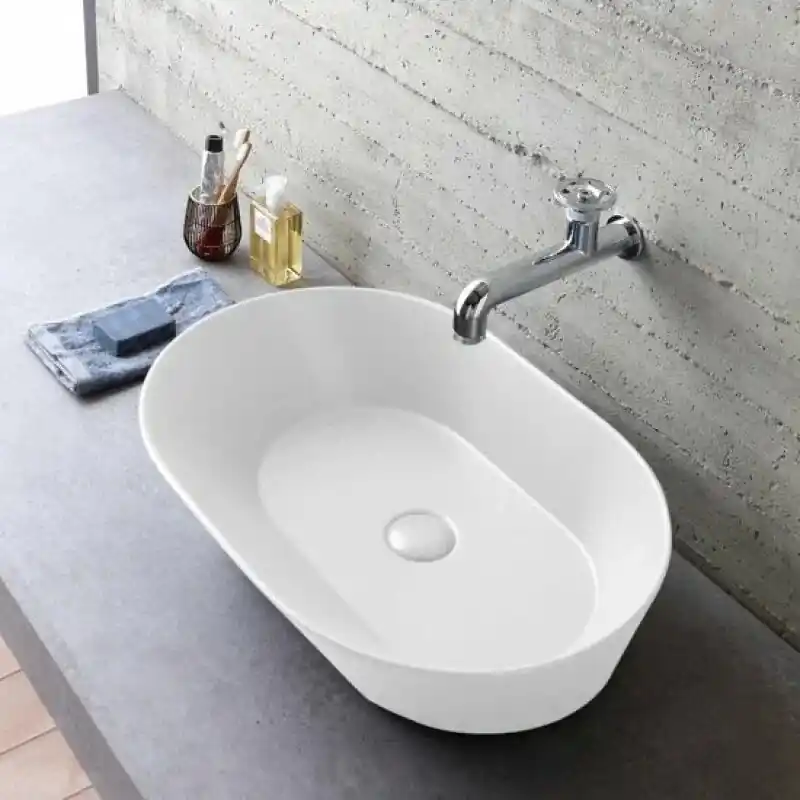 Sanitair SaniClear Waskom Design Ovaal Wit Mat 60x42x16,5cm Laatste Kans