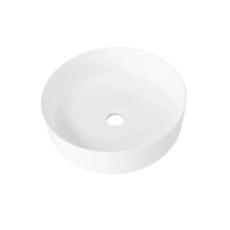 Lage Prijs Sanitair Saniclear Waskom Solid Surface Rond Wit Mat 35,5x35,5x11,5cm