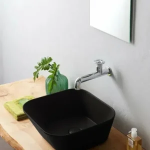 Betrouwbaar Sanitair Sanibud Waskom Keramiek Vierkant Zwart Mat 42x42x16,5cm