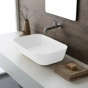 Bestel Nu Sanitair Sanibud Waskom Keramiek Rechthoek Wit Mat 60x42x16,5cm