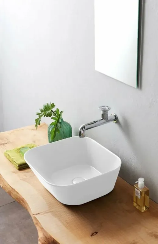 Sanitair Sani Waskom Keramiek Wit Mat 42x42x16,5cm Tijdelijk Beschikbaar