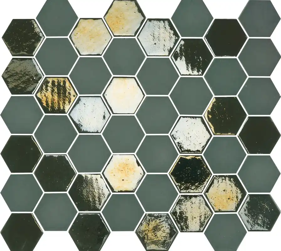 Hoge Kwaliteit Wand Mozaïek Tegels Factory Hexagon Keramiek Khaki - Matje 27,8x32,5cm