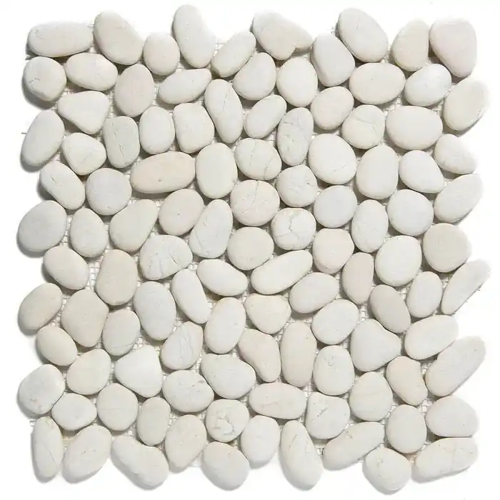 Merkproduct Wand & Vloer Mozaïek Tegels Factory Riviersteen Wit - Matje 30x30cm