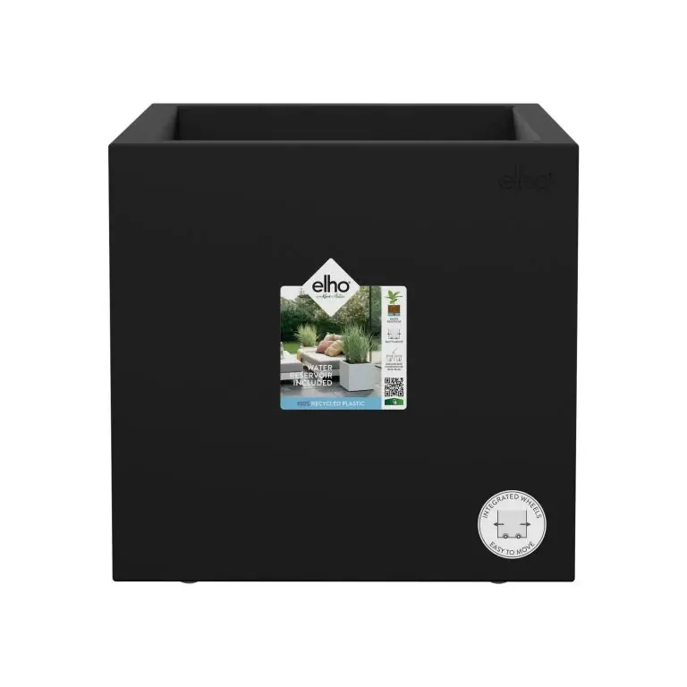 Elho vivo next vierkant 40 living black (lxbxh) 39x40x38 cm + wielen Beperkt Aanbod