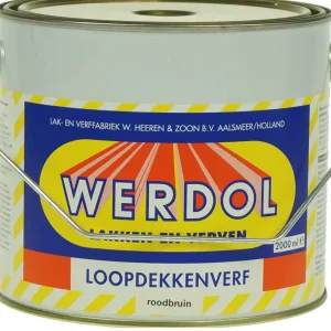 Aanbieding Werdol Loopdekkenverf (roodbruin) 2 ltr