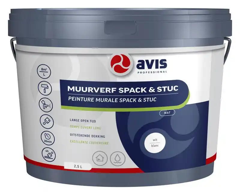 Avis Muurverf Spack & Stuc (lichte kleuren) 2,5 Lt Aanbieding