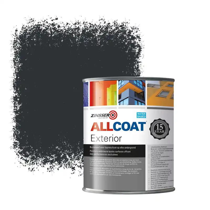 Zinsser Allcoat Exterior Muurverf RAL 7021 Zwartgrijs - 1 liter Direct Verzonden