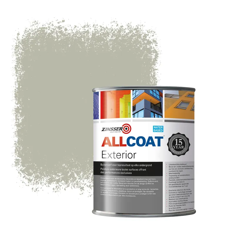 Gereduceerde Prijs Zinsser Allcoat Exterior Muurverf RAL 7032 Kiezelgrijs - 1 liter