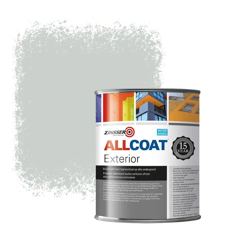 Zinsser Allcoat Exterior Muurverf RAL 7035 Lichtgrijs - 1 liter Direct Verzonden