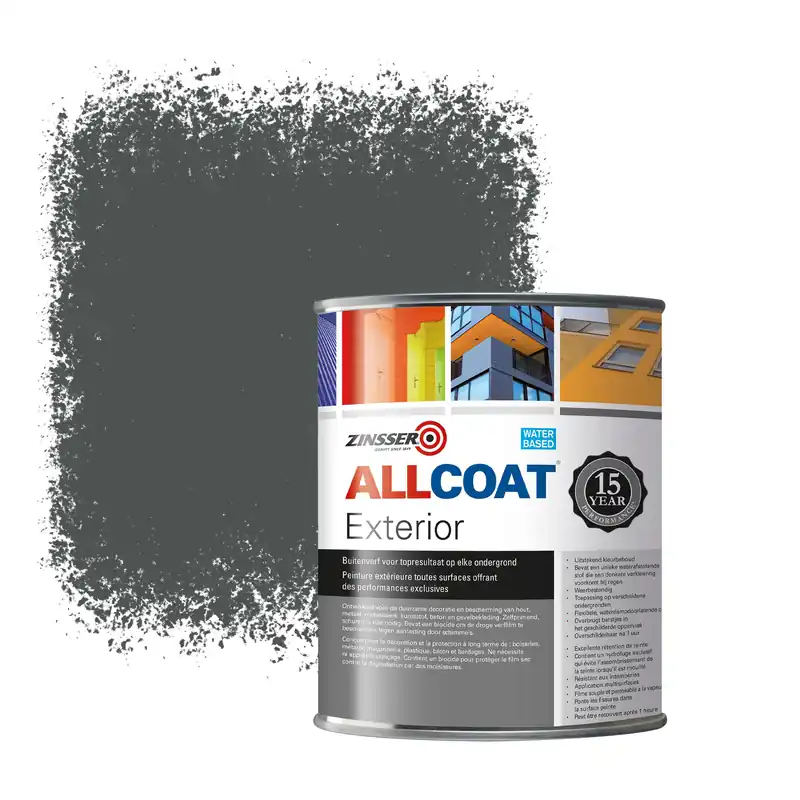 Aanbieding Zinsser Allcoat Exterior Muurverf RAL 7043 Verkeersgrijs B - 1 liter