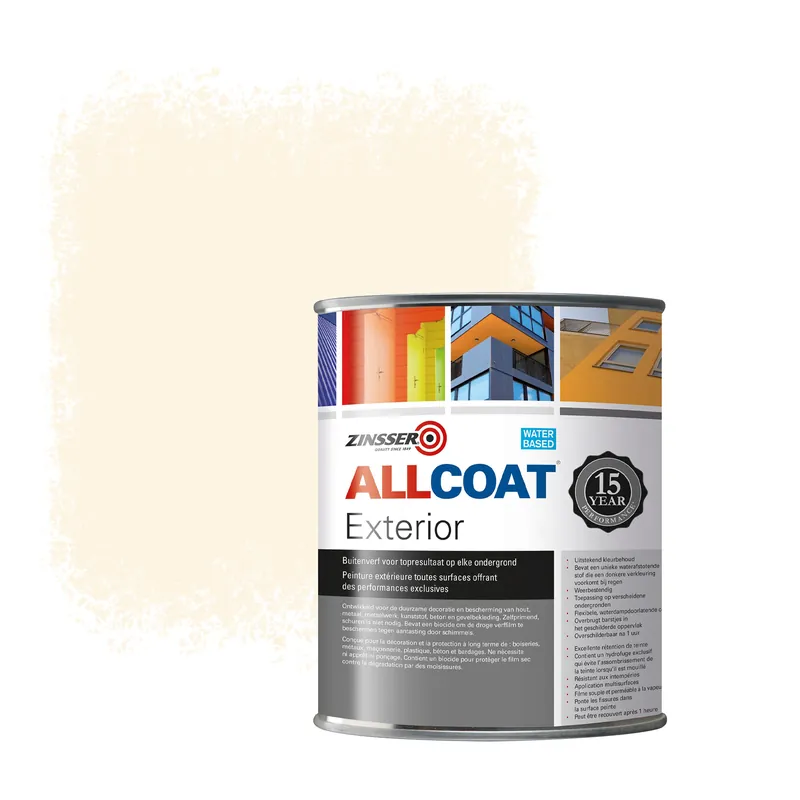 Zinsser Allcoat Exterior Muurverf RAL 9001 Roomwit - 1 liter Koop Online