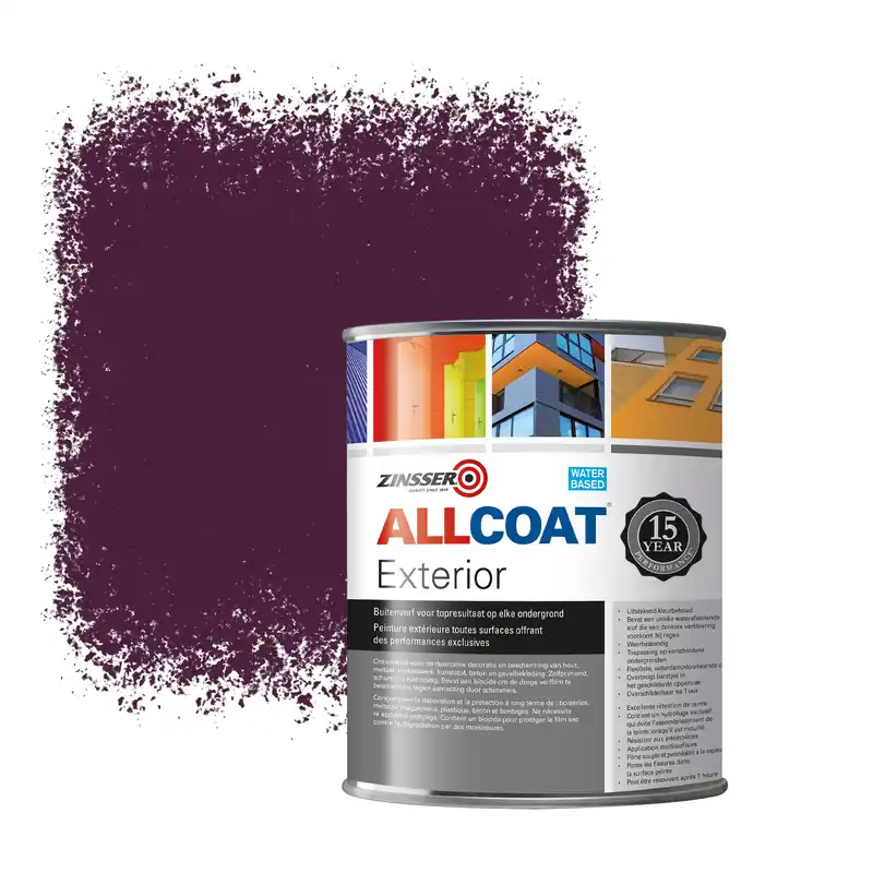 Shop Nu Zinsser Allcoat Exterior Muurverf RAL 4007 Purperviolet - 1 liter