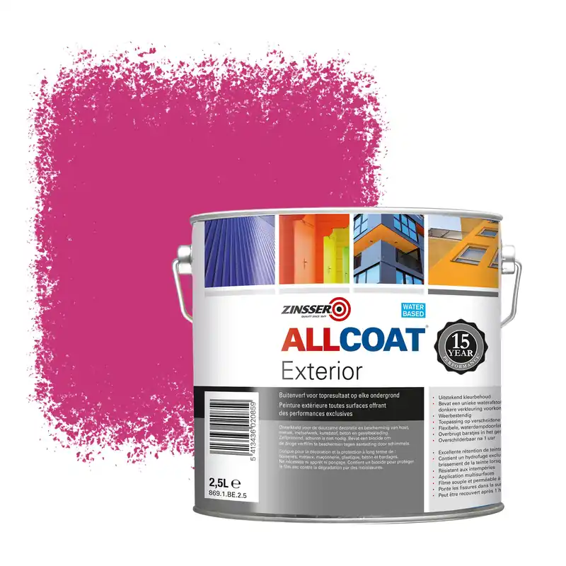 Aanbieding Zinsser Allcoat Exterior Muurverf RAL 4010 Télemagenta - 2,5 liter