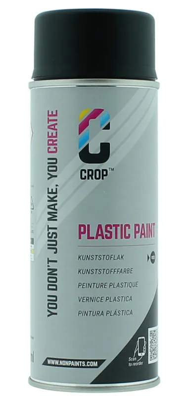 Direct Beschikbaar CROP Plastic Paint ZWART MAT spuitbus 400ml