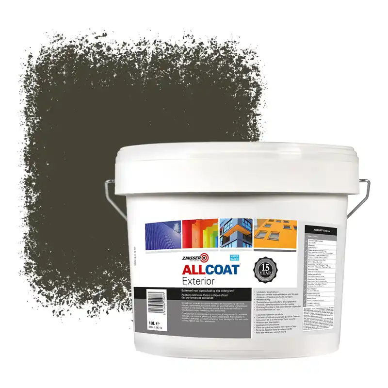 Premium Zinsser Allcoat Exterior Muurverf RAL 6014 Geel olijfgroen - 10 liter