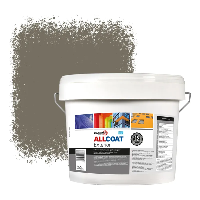 Must-Have Zinsser Allcoat Exterior Muurverf RAL 7006 Beigegrijs - 10 liter