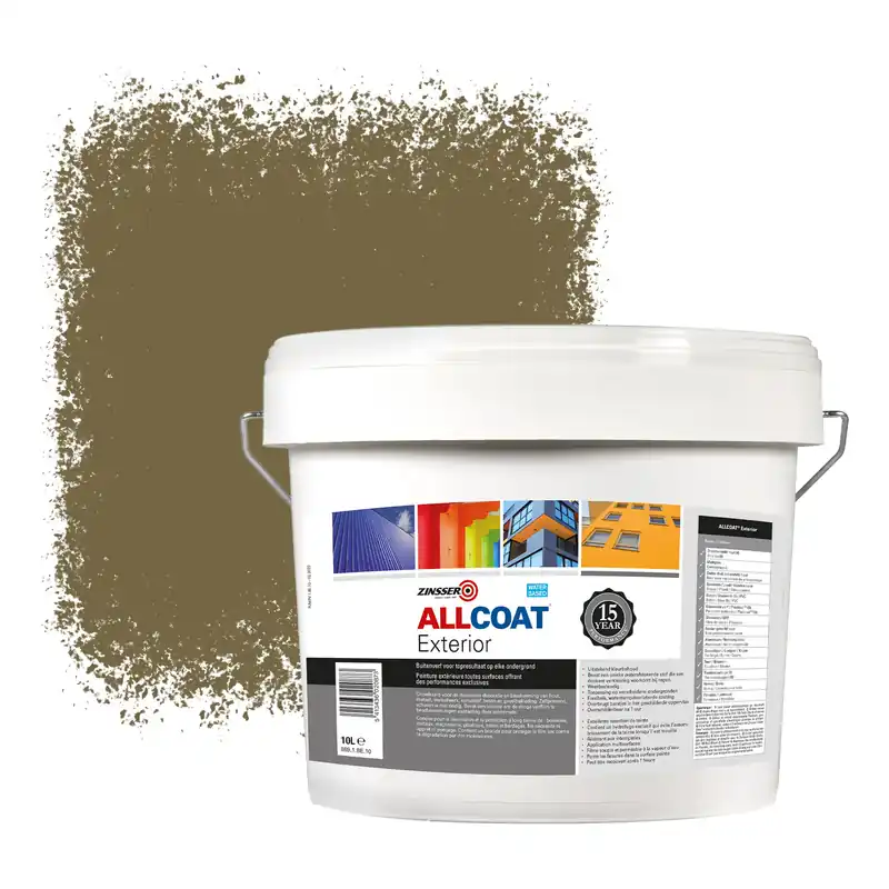 Zinsser Allcoat Exterior Muurverf RAL 7008 Kaki grijs - 10 liter Populair