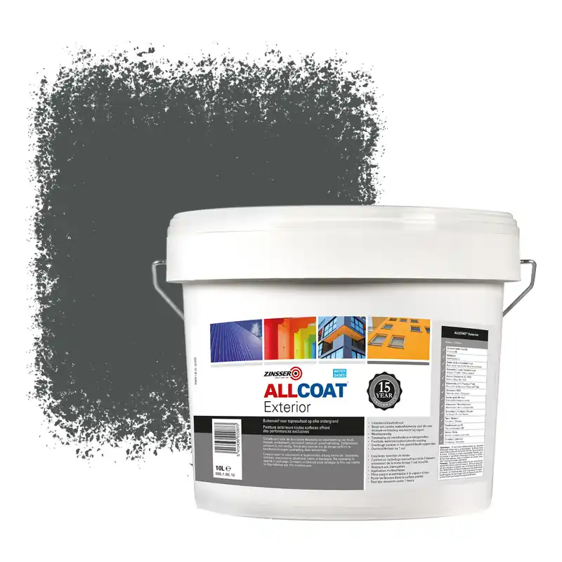Zinsser Allcoat Exterior Muurverf RAL 7043 Verkeersgrijs B - 10 liter Must-Have