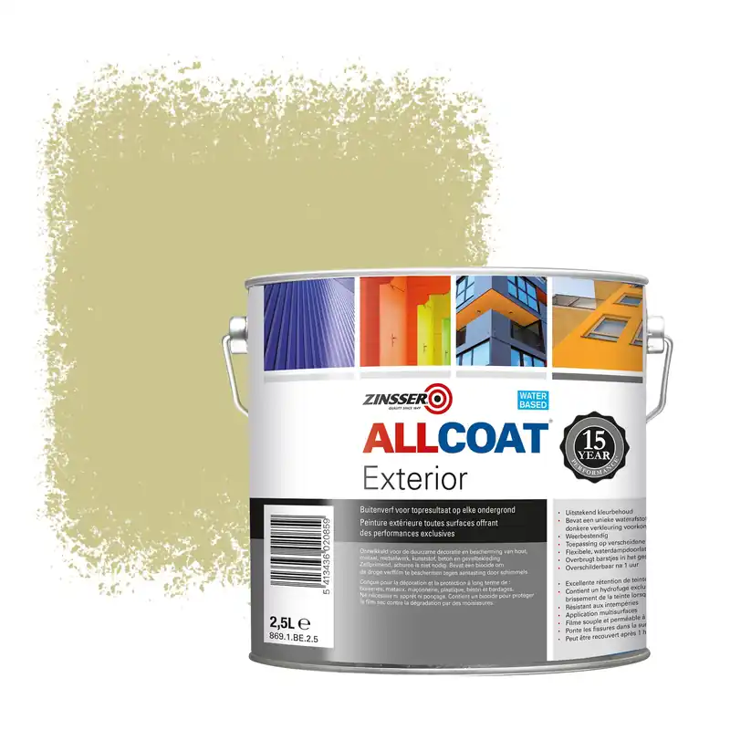 Zinsser Allcoat Exterior Muurverf RAL 1000 Groenbeige - 2,5 liter Actieprijs