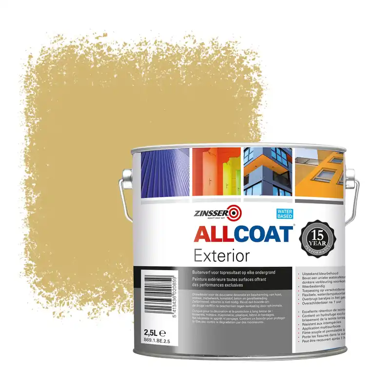Beste Prijs Zinsser Allcoat Exterior Muurverf RAL 1002 Zandgeel - 2,5 liter