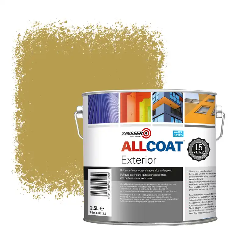 Zinsser Allcoat Exterior Muurverf RAL 1024 Okergeel - 2,5 liter Tijdelijk Beschikbaar