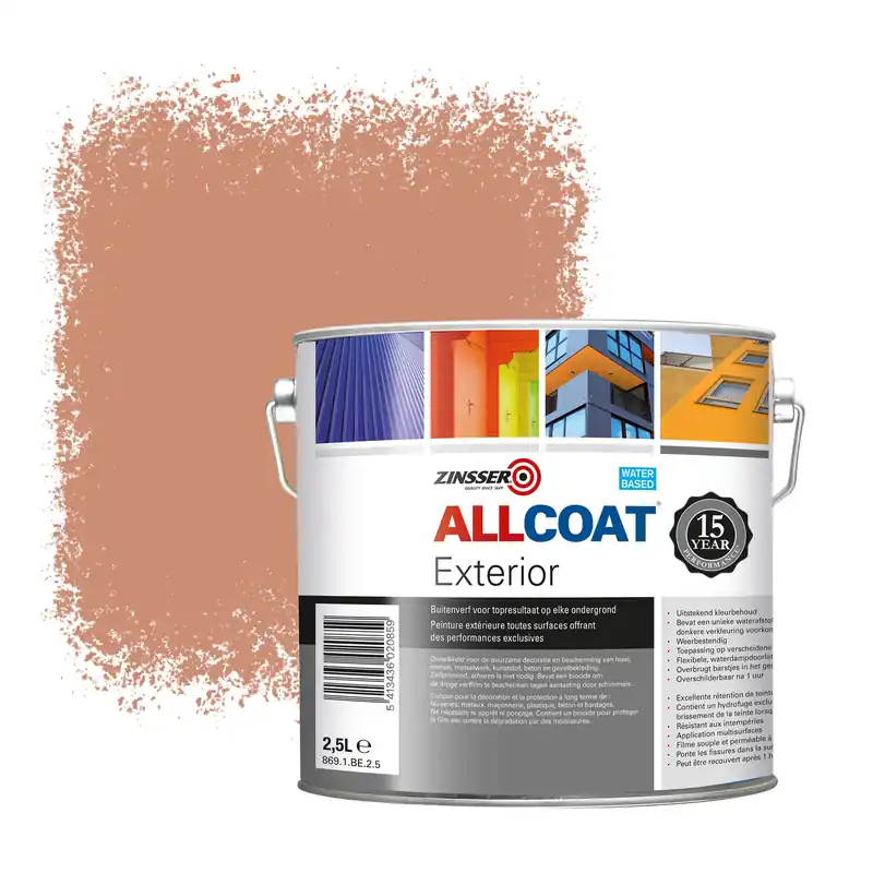 Flitsaanbieding Zinsser Allcoat Exterior Muurverf RAL 3012 Beigerood - 2,5 liter